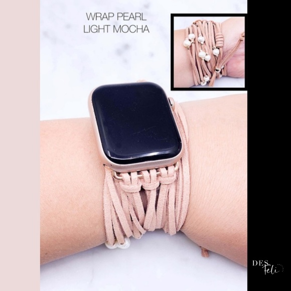 Des Feli Jewelry - New! Light Mocha Pearl & Suede Apple Watch Band
